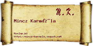 Mincz Karméla névjegykártya